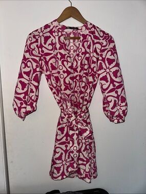 Zara Pink and White Patterned Mini Dress